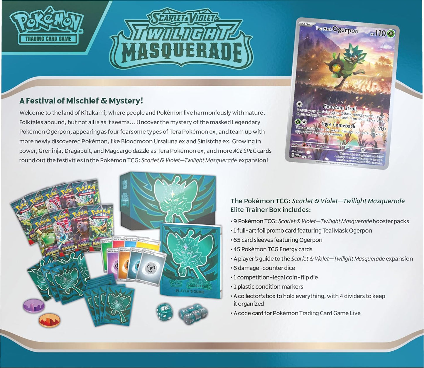 Pokémon Cards - Scarlet & Violet - Twilight Masquerade SV06 Elite Trainer Box (ETB)