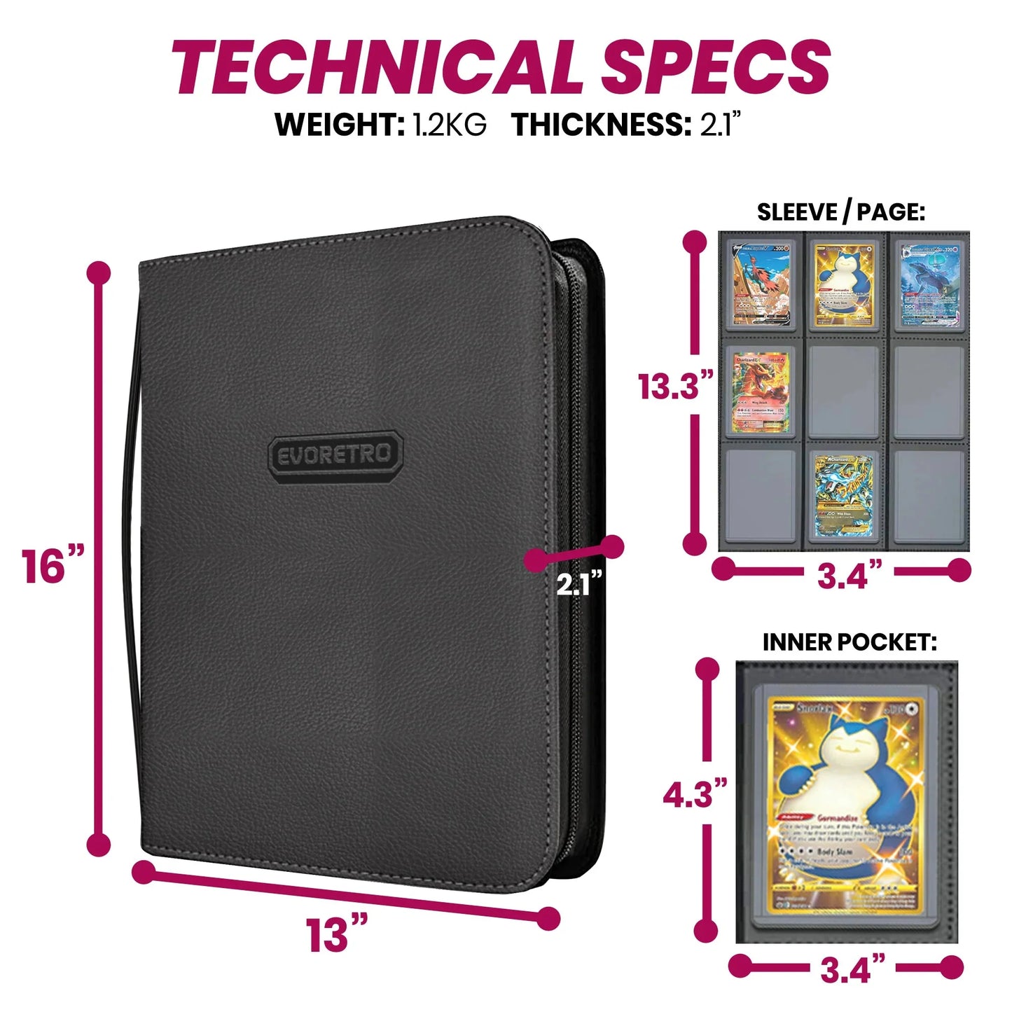 Evoretro - Shield+ Regular Toploader Binder - Red/Black