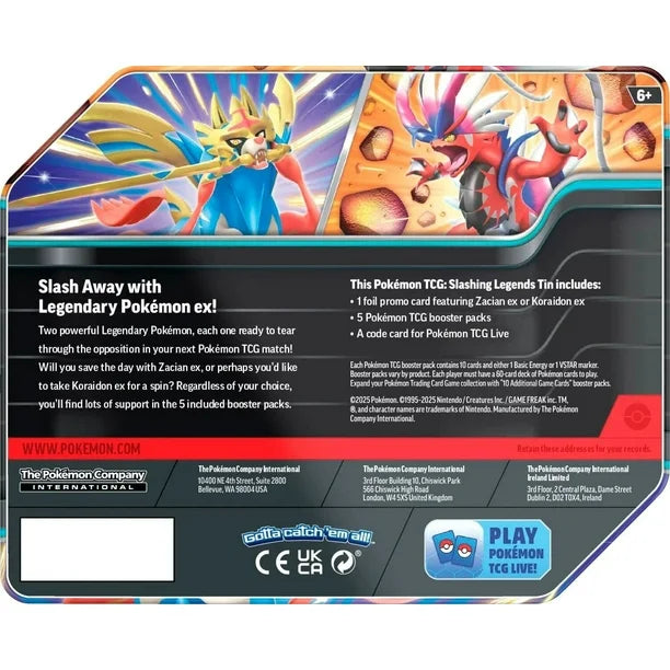 Pokémon Cards - Slashing Legends Tin (Zacian ex)