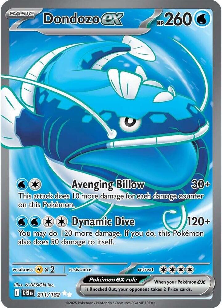 English Singles - 211/182 - Dondozo ex - Destined Rivals