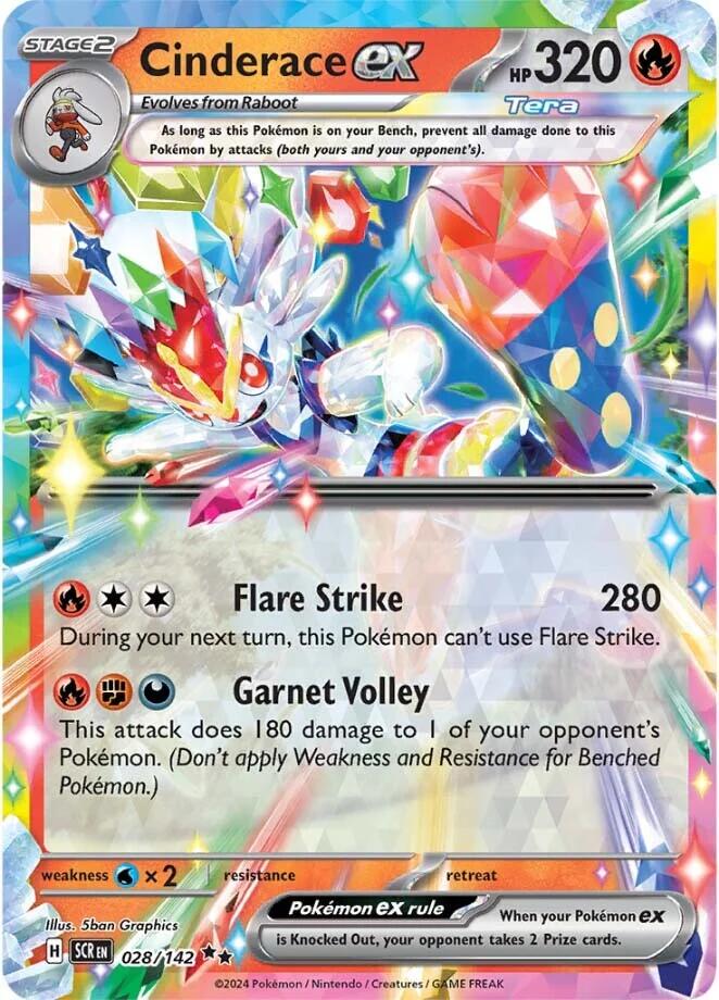 English Singles - 028/142 Cinderace ex - Stellar Crown