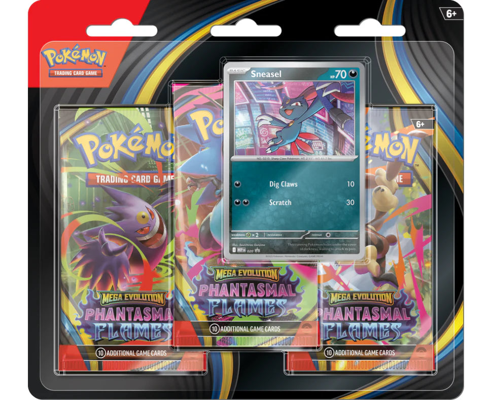 Pokémon Cards - Mega Evolution - Phantasmal Flame -  3 Pack Blister - Sneasel (ME02) (EN)