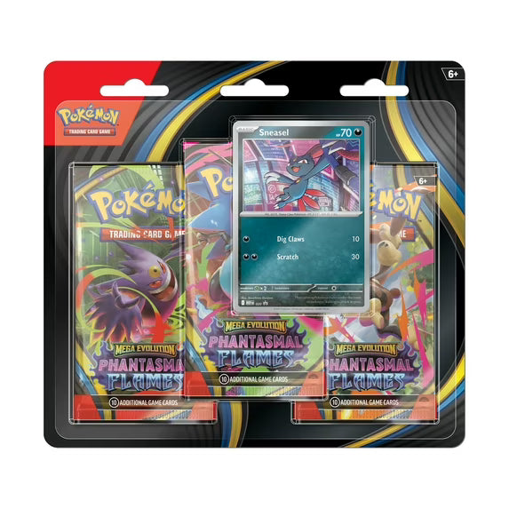 Pokémon Cards - Mega Evolution - Phantasmal Flame -  3 Pack Blister - Sneasel (ME02) (EN)