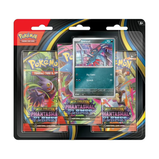 Pokémon Cards - Mega Evolution - Phantasmal Flame -  3 Pack Blister - Sneasel (ME02)