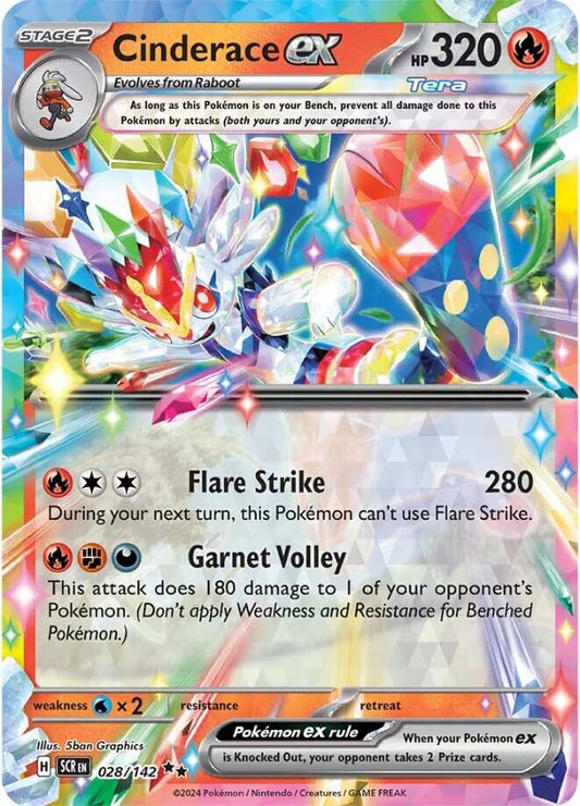 English Singles - 028/142 Cinderace ex - Stellar Crown