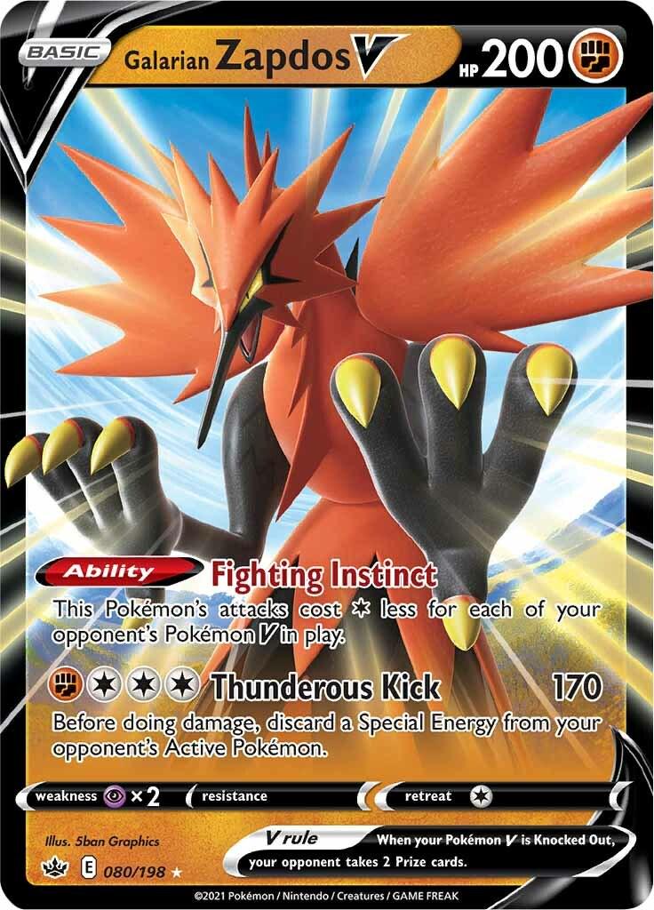 English Singles - 080/198 Galarian Zapdos V - Chilling Reign