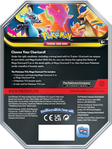 Pokémon Cards - Mega Evolution - Mega Charizard Tin - Mega Charizard Y ex (EN)