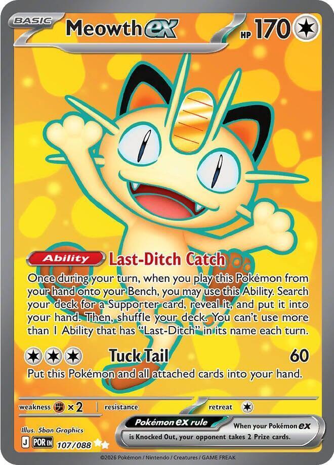 English Singles - 107/088 Meowth ex - Perfect Order