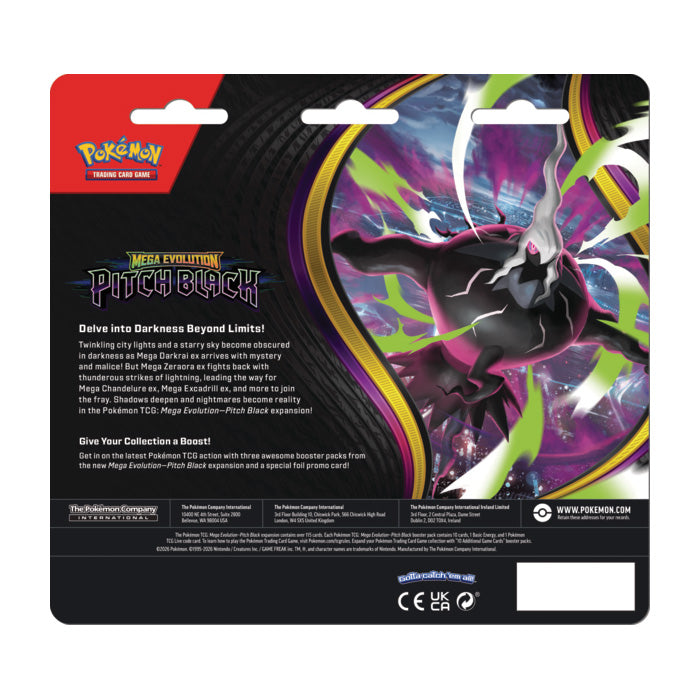 Pokémon Cards - Mega Evolution - Pitch Black 3-Pack Blister (ME05) (EN) (PRE-ORDER)