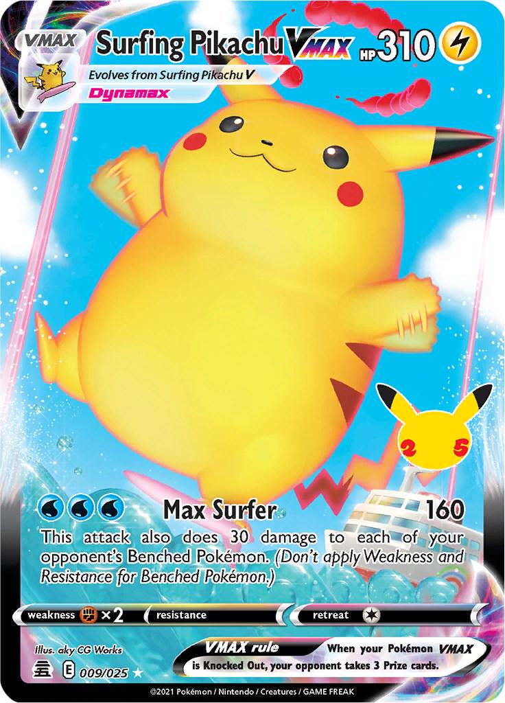 English Singles - 009/025 Surfing Pikachu VMAX - Pokemon Celebrations