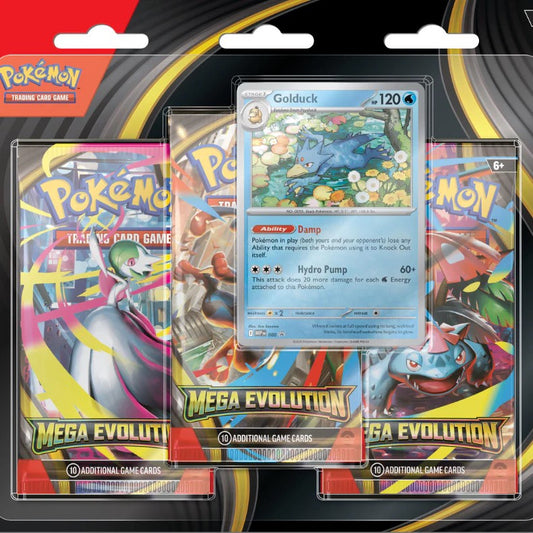 Pokémon Cards - Mega Evolution - 3 Pack Blister - Golduck (ME01)
